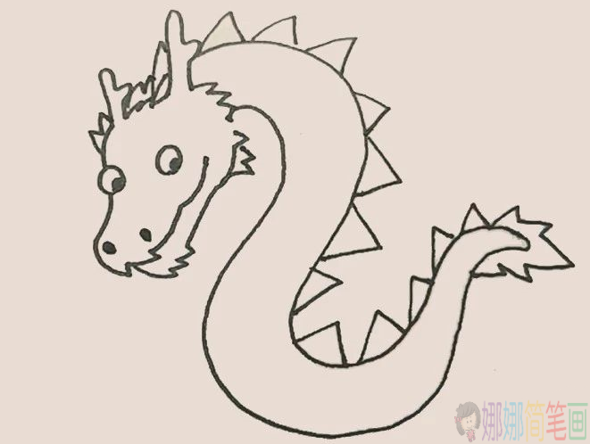 中国龙的画法,中国龙儿童简笔画-5