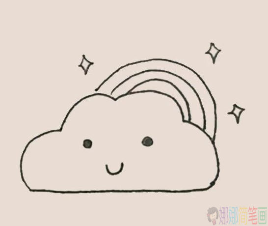 彩虹云简笔画图片步骤-4