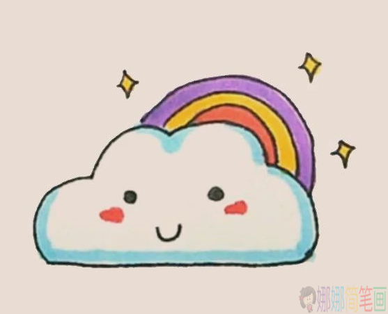 彩虹云简笔画图片步骤-5