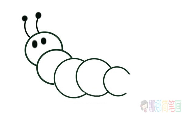 毛毛虫简笔画图片,毛毛虫儿童画教程-3