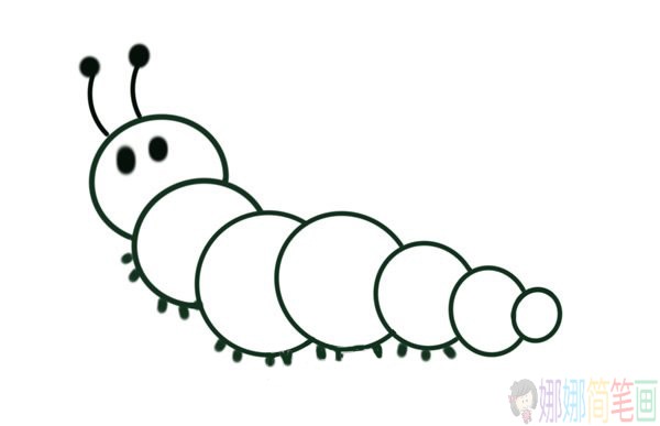 毛毛虫简笔画图片,毛毛虫儿童画教程-4