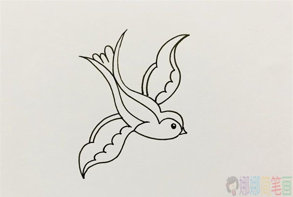 小燕子简笔画画法步骤-3