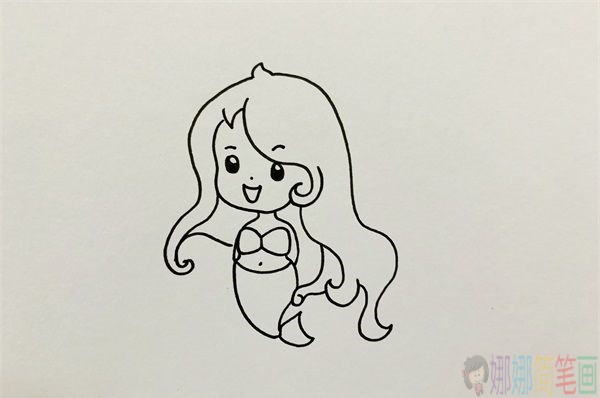 美人鱼简笔画画法教程-4