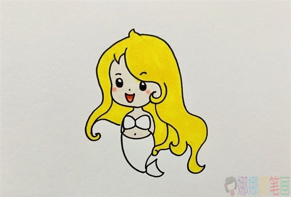 美人鱼简笔画画法教程-5
