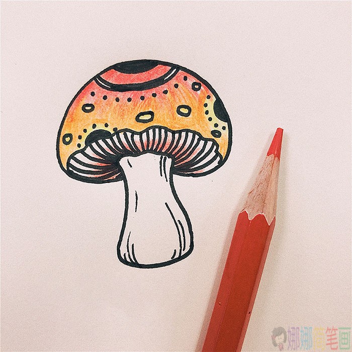 好看的彩色蘑菇简笔画教程-5
