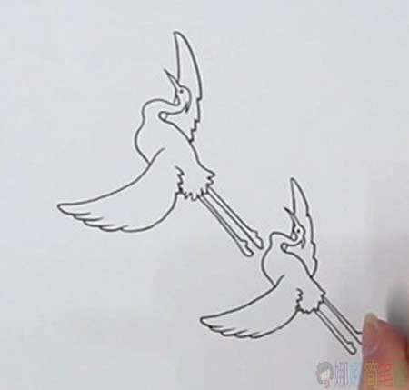 一行白鹭上青天简笔画画法-3
