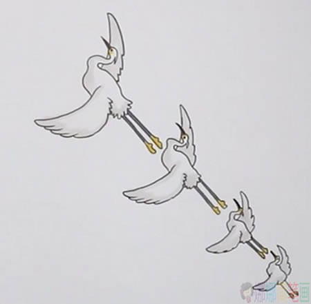 一行白鹭上青天简笔画画法-5