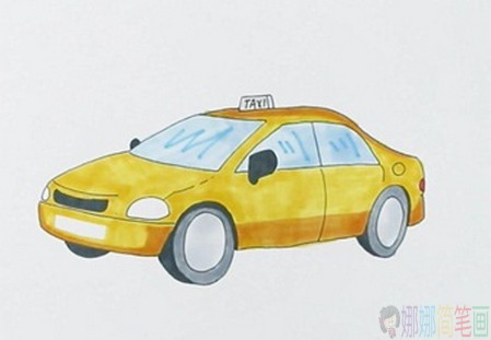 出租车司机简笔画,出租车少儿绘画-1