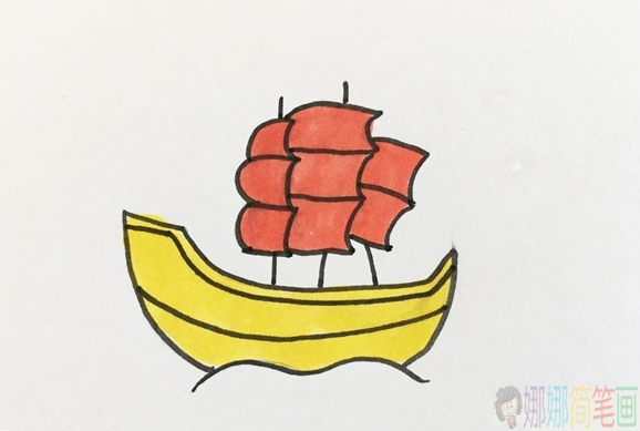 帆船简笔画画法步骤图-1