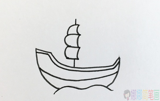 帆船简笔画画法步骤图-3