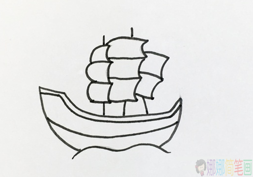 帆船简笔画画法步骤图-4