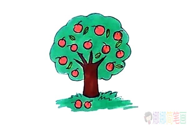 苹果树怎么画,苹果树儿童简笔画-8