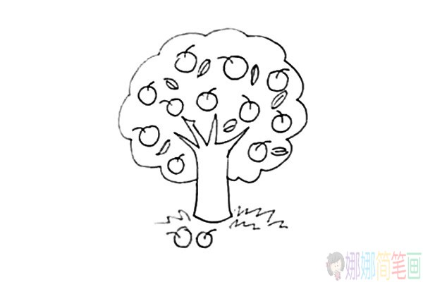 苹果树怎么画,苹果树儿童简笔画-7