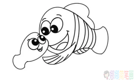 海底总动员简笔画,小丑鱼鱼简笔画步骤-4