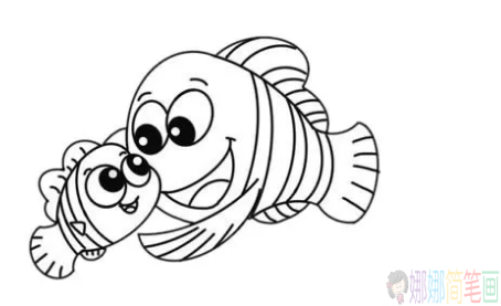 海底总动员简笔画,小丑鱼鱼简笔画步骤-5