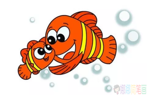 海底总动员简笔画,小丑鱼鱼简笔画步骤-6
