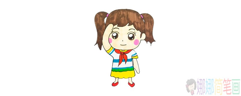 少先队员敬礼简笔画画法步骤-1