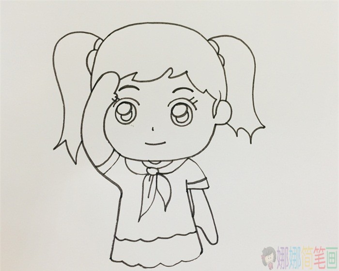 少先队员敬礼简笔画画法步骤-4