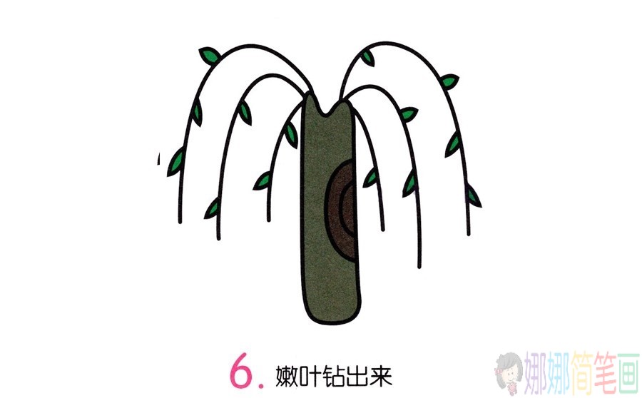 学画柳树简笔画,柳树画法图解-1