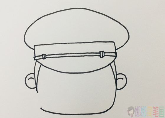 敬礼的警察叔叔简笔画画法-2