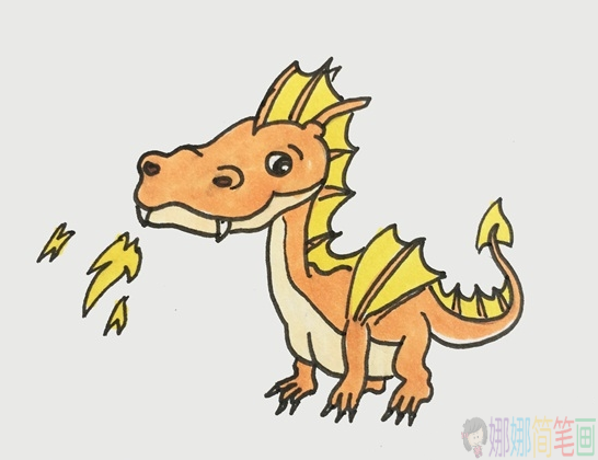 喷火龙简笔画画法步骤-1