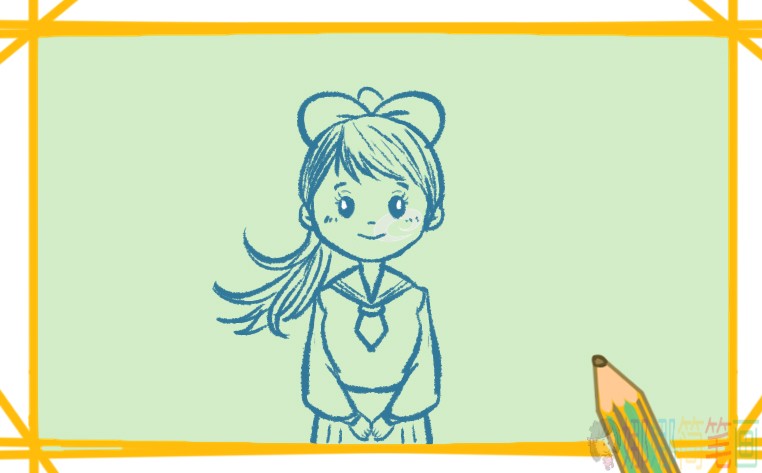 漂亮可爱的女学生简笔画-4