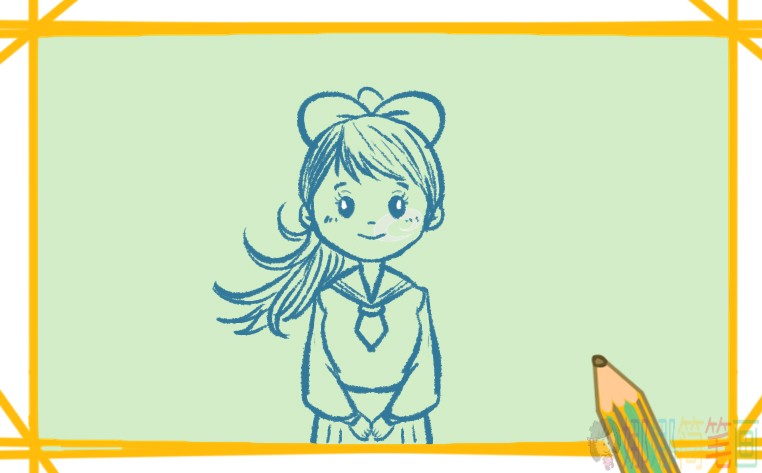 漂亮可爱的女学生简笔画-5