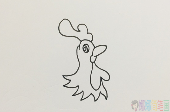 大公鸡简笔画画法简单好看-3