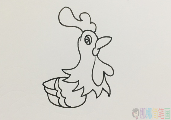 大公鸡简笔画画法简单好看-4