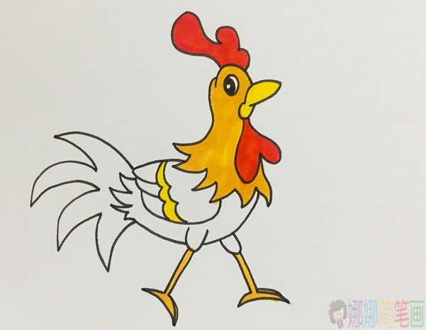 大公鸡简笔画画法简单好看-6