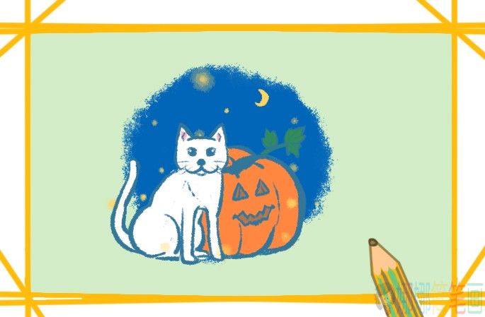 万圣节猫咪简笔画-1