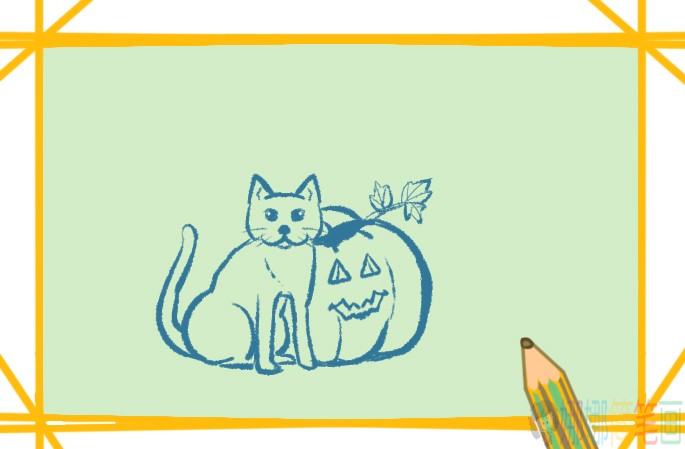 万圣节猫咪简笔画-5