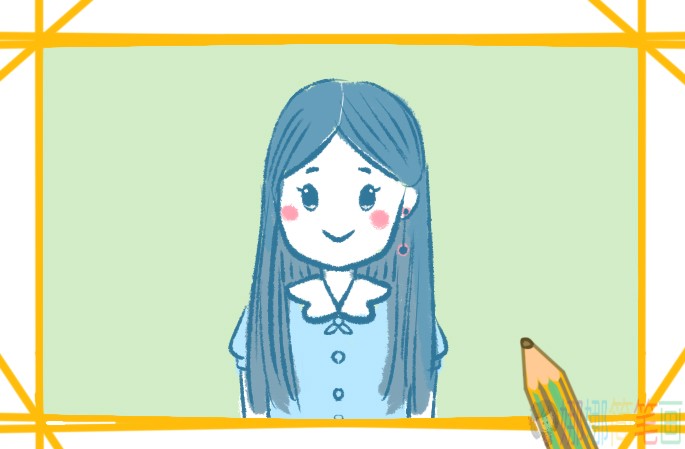 漂亮的姐姐人物简笔画,少女简笔画图片-1