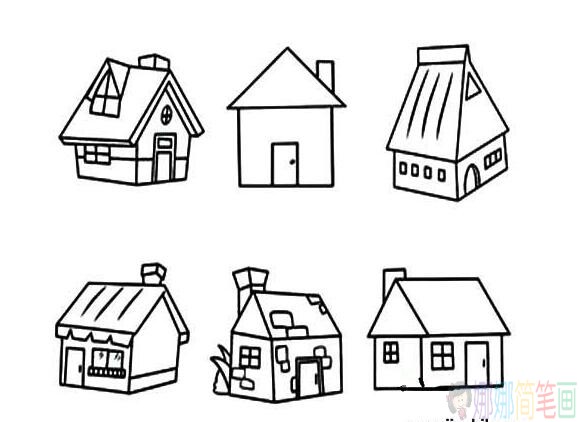各种简单的好看房子建筑简笔画-1