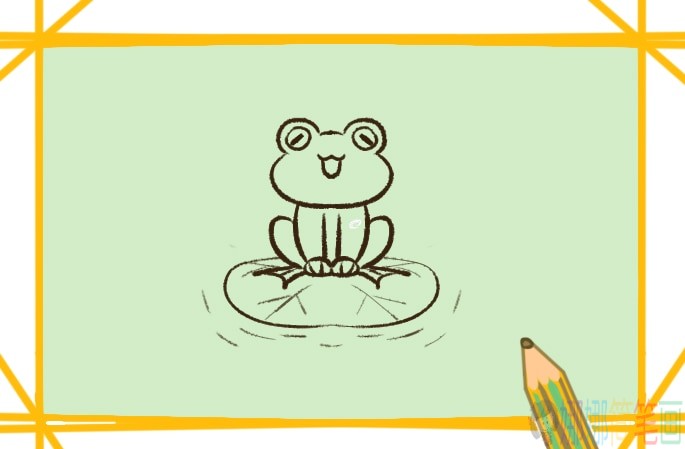 荷叶上的青蛙简笔画画法-5