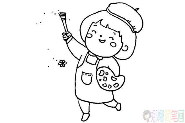 小小画家人物简笔画上色图-1