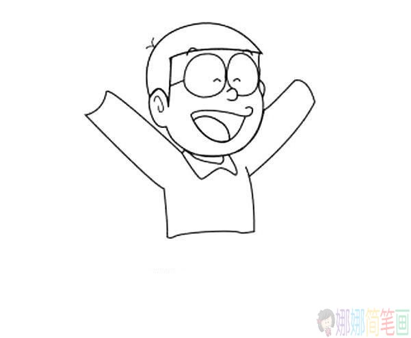 大雄简笔画画法,大雄简笔画一步一步画-4