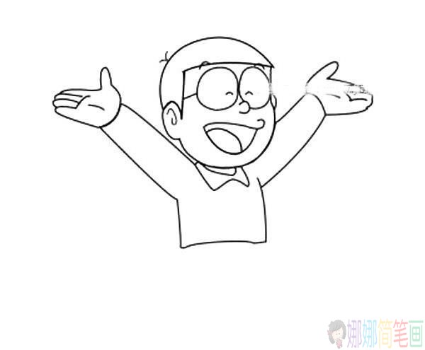 大雄简笔画画法,大雄简笔画一步一步画-5