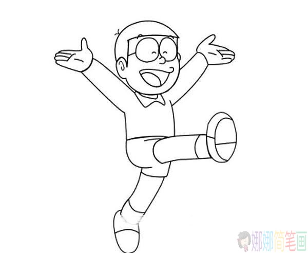 大雄简笔画画法,大雄简笔画一步一步画-6