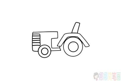 拖拉机简笔画,超简单拖拉机简笔画画法步骤图片大全-5