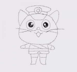 简笔画黑猫警长是怎么画的_卡通黑猫警长简笔画大全-7