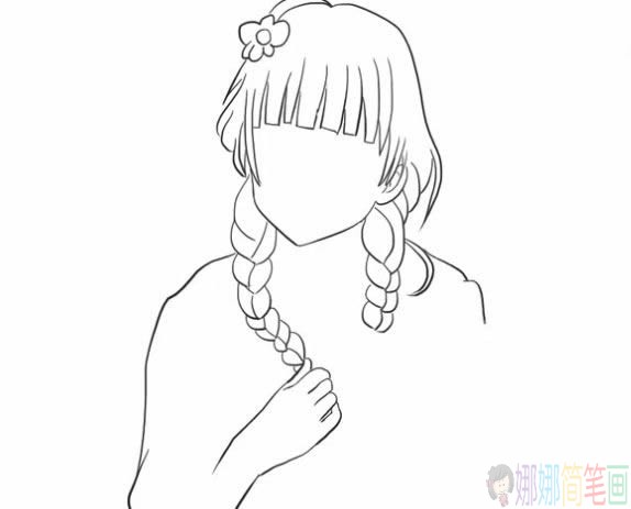 民国女子简笔画图片,民国少女简笔画步骤图-3
