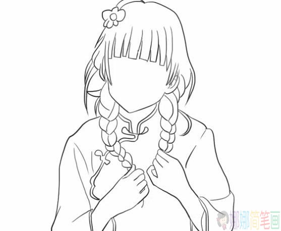 民国女子简笔画图片,民国少女简笔画步骤图-4