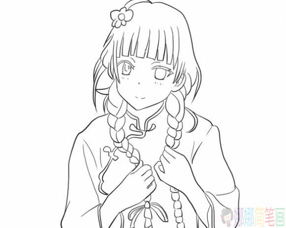 民国女子简笔画图片,民国少女简笔画步骤图-5