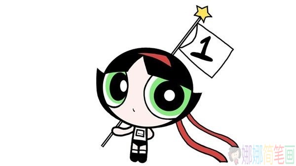 飞天小女警简笔画,可爱的飞天小女警毛毛简笔画手把手画法教程-1