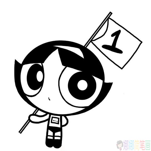 飞天小女警简笔画,可爱的飞天小女警毛毛简笔画手把手画法教程-6