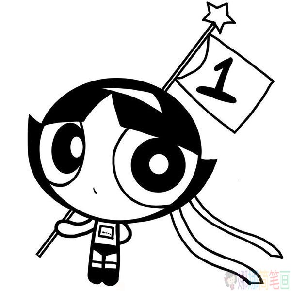飞天小女警简笔画,可爱的飞天小女警毛毛简笔画手把手画法教程-7