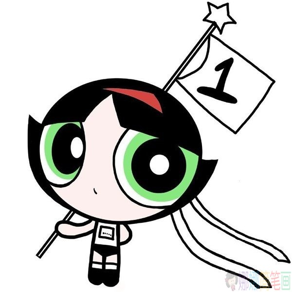 飞天小女警简笔画,可爱的飞天小女警毛毛简笔画手把手画法教程-8