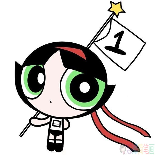 飞天小女警简笔画,可爱的飞天小女警毛毛简笔画手把手画法教程-9