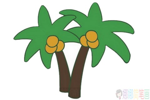 好看的椰子树简笔画画法步骤图片大全-1